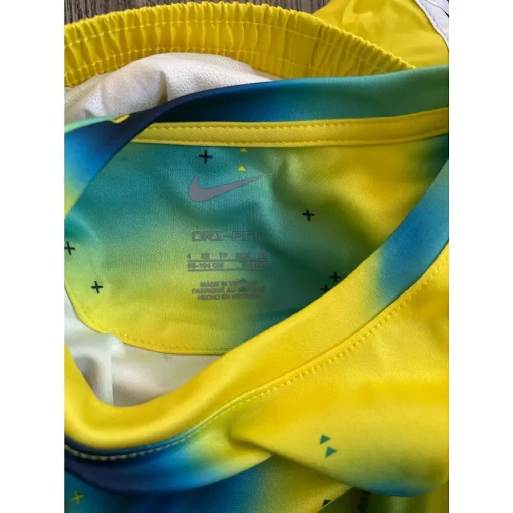 Nike Yellow & Blue Girls' Athletic Top + Shorts Set